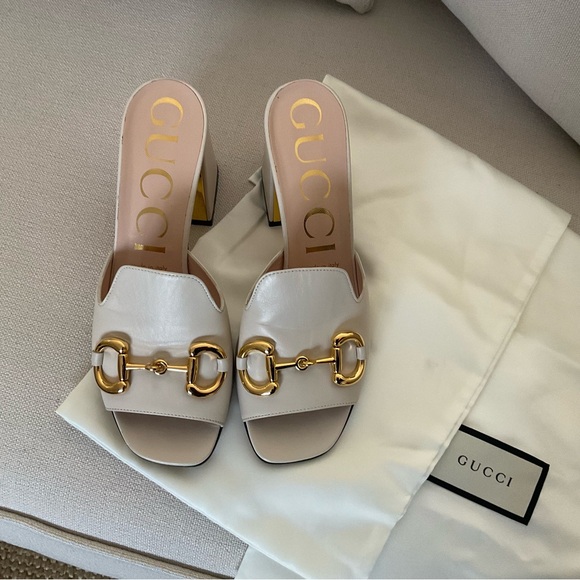 GUCCI HORSEBIT SLIDE SANDALS IN IVORY LEATHER SIZE 38 ITALIAN . - Picture 8 of 14